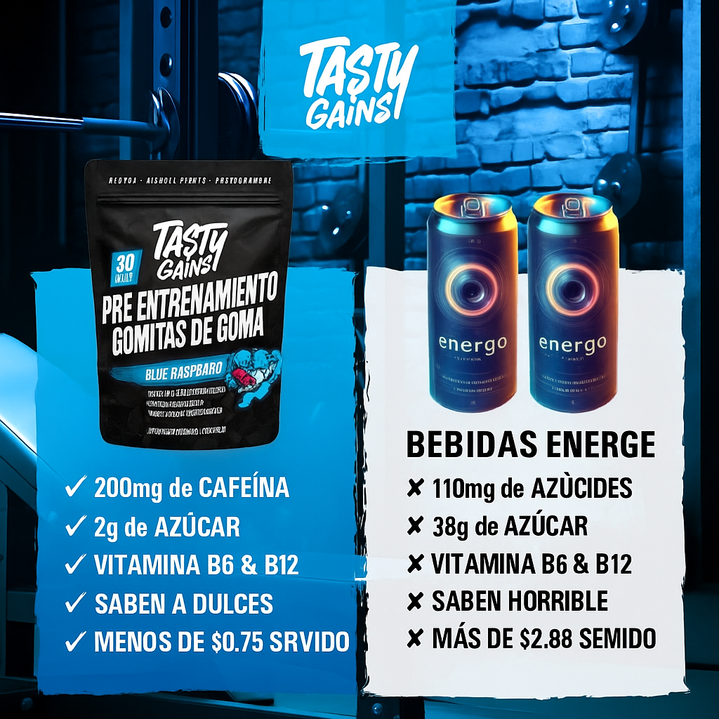 Gomitas pre-entrenamiento Tasty Gains - 30 porciones