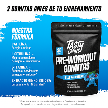 Gomitas pre-entrenamiento Tasty Gains - 30 porciones